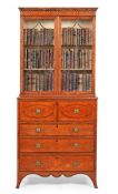 Y A GEORGE III SATINWOOD AND TULIPWOOD BANDED SECRETAIRE BOOKCASE, CIRCA 1770
