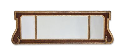 A GEORGE II WALNUT AND PARCEL GILT TRIPTYCH MIRROR, CIRCA 1740