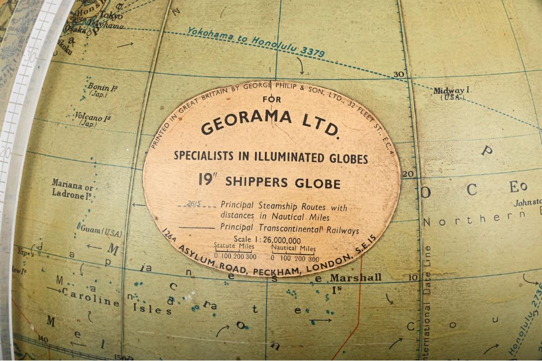 GEORAMA LTD, A 19 INCH TERRESTRIAL SHIPPER'S GLOBE, GEIRGE PHILLIP & SON, 20TH CENTURY - Image 4 of 4