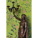 AFTER ÉMILE-CORIOLAN-HIPPOLYTE GUILLEMIN, A BRONZE FIGURAL LIGHT OR TORCHERE 'FEMME INDIENNE'