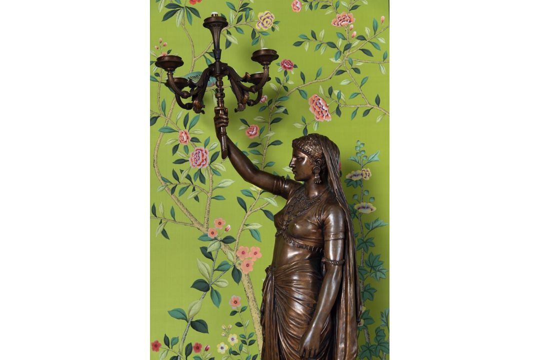 AFTER ÉMILE-CORIOLAN-HIPPOLYTE GUILLEMIN, A BRONZE FIGURAL LIGHT OR TORCHERE 'FEMME INDIENNE' - Image 1 of 8