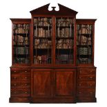 A GEORGE III MAHOGANY BREAKFRONT LIBRARY BOOKCASE, CIRCA 1770