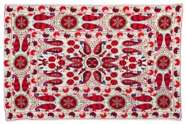 A LARGE EMBROIDERED SUZANI PANEL, 20TH CENTURY