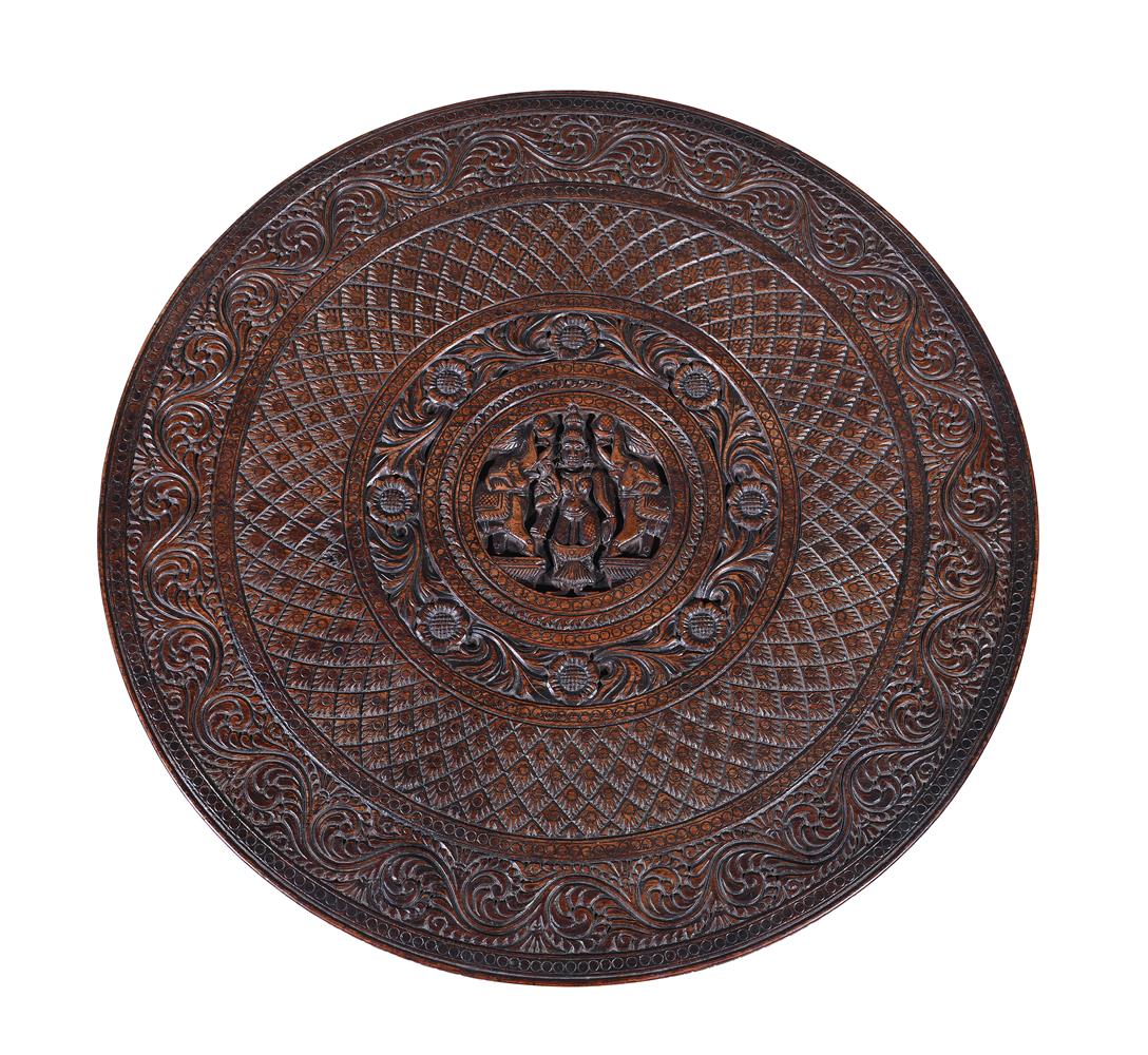 Y THREE INDIAN CARVED EXOTIC HARDWOOD OCCASIONAL TABLES, CIRCA 1890 - Image 7 of 11