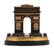 A FRENCH GILT AND PATINATED BRONZE MODEL OF THE ARC DE TRIOMPHE, LATE 19TH CENTURY