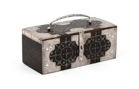Y A ROSEWOOD AND SILVER BOX SOUTH AMERICAN, 19TH CENTURY