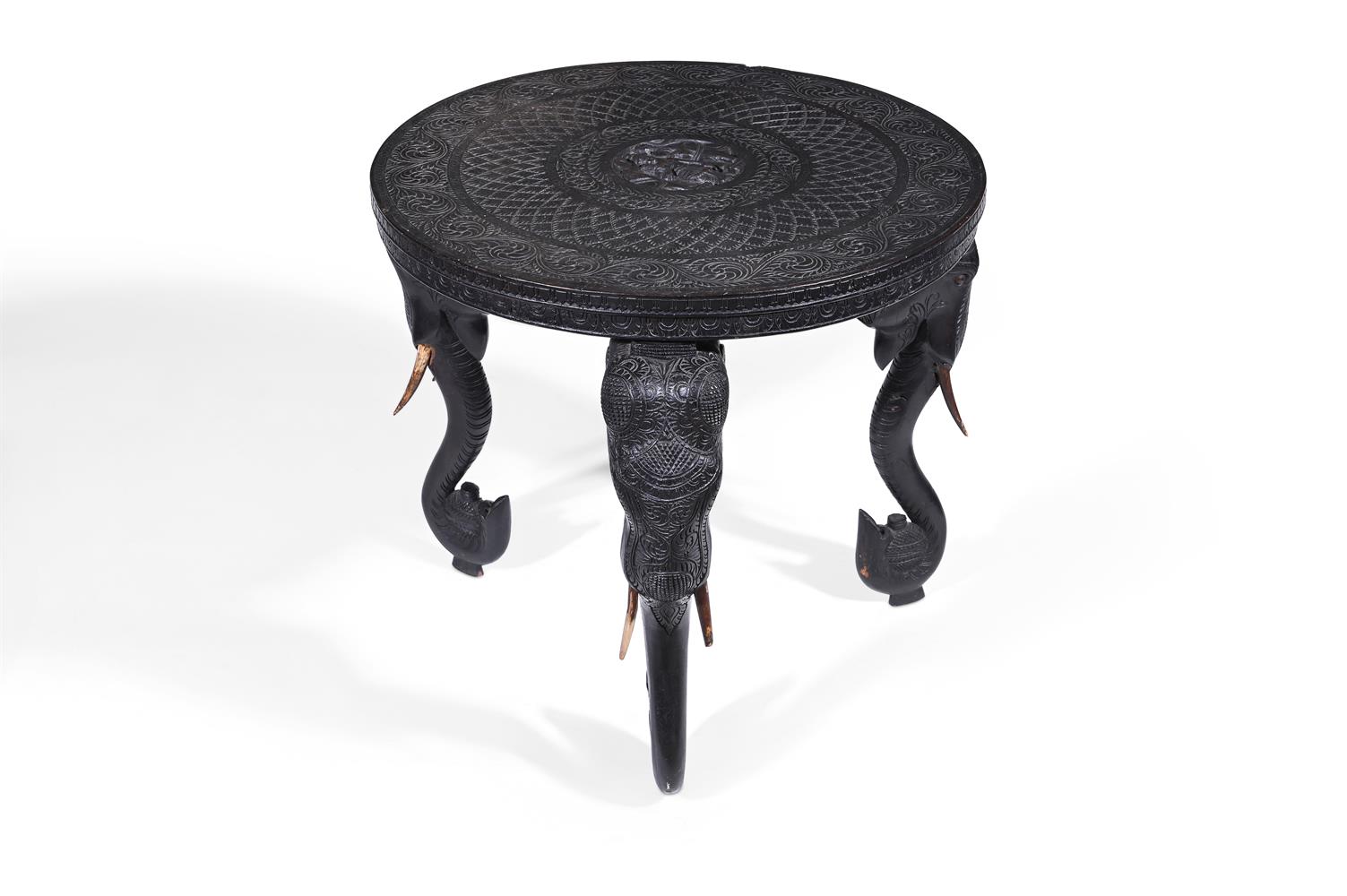 Y THREE INDIAN CARVED EXOTIC HARDWOOD OCCASIONAL TABLES, CIRCA 1890 - Image 3 of 11
