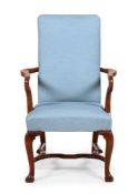 A GEORGE I WALNUT AND UPHOLSTERED ARMCHAIR, CIRCA 1720