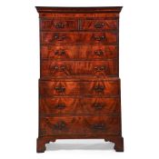 Y A GEORGE III MAHOGANY AND ROSEWOOD CROSSBANDED CHEST ON CHEST, CIRCA 1780