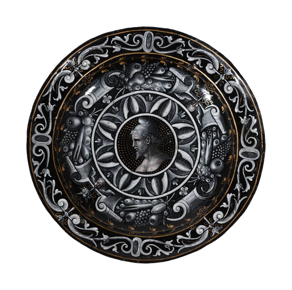 A LIMOGES GRISAILLE PAINTED ENAMEL PLATE, WORKSHOP OF PIERRE REYMOND, 16TH CENTURY - Image 2 of 2