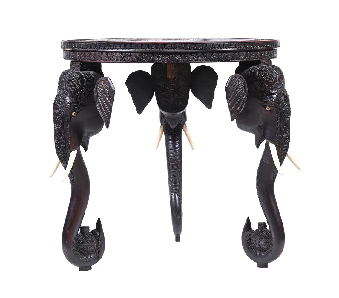 Y THREE INDIAN CARVED EXOTIC HARDWOOD OCCASIONAL TABLES, CIRCA 1890 - Image 9 of 11