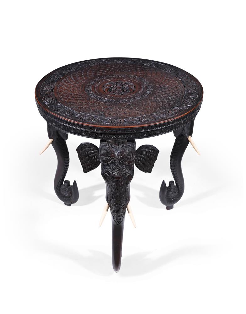 Y THREE INDIAN CARVED EXOTIC HARDWOOD OCCASIONAL TABLES, CIRCA 1890 - Image 2 of 11