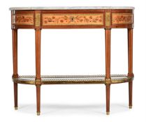 Y A LOUIS XVI KINGWOOD, MARQUETRY, ORMOLU MOUNTED AND MARBLE CONSOLE TABLE, FRENCH, CIRCA 1780
