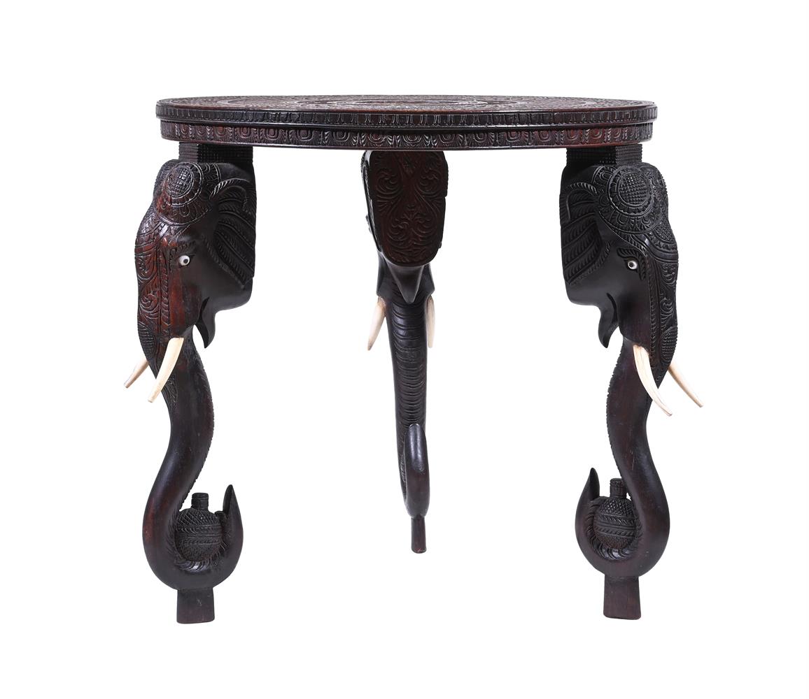 Y THREE INDIAN CARVED EXOTIC HARDWOOD OCCASIONAL TABLES, CIRCA 1890 - Image 11 of 11