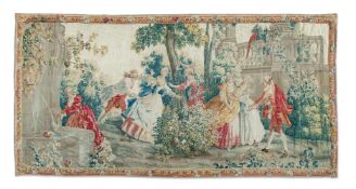 A LOUIS XV AUBUSSON TAPESTRY, 'BLIND MAN'S BUFF', AFTER JEAN-BAPTISTE OUDRY, CIRCA 1770