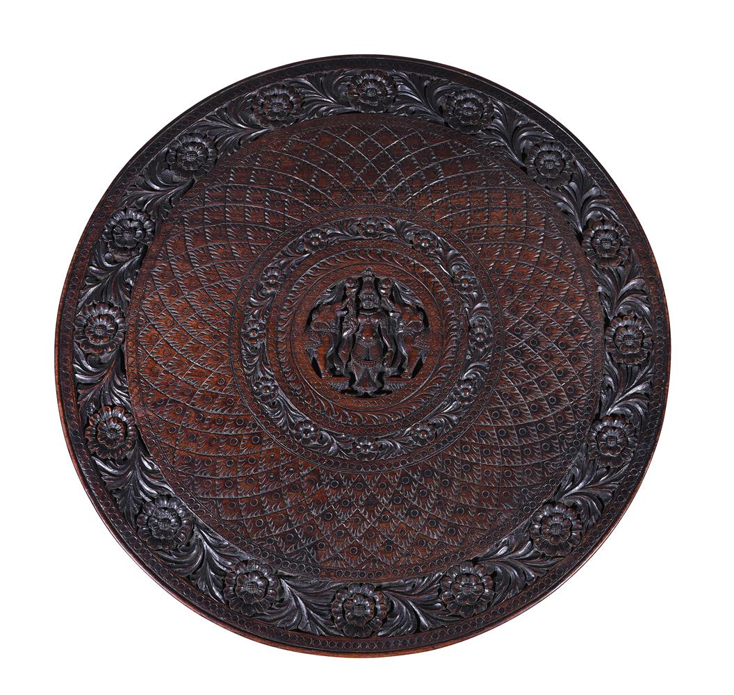 Y THREE INDIAN CARVED EXOTIC HARDWOOD OCCASIONAL TABLES, CIRCA 1890 - Image 5 of 11
