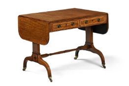 A GEORGE III MAHOGANY AND BURR YEW CROSSBANDED SOFA TABLE, CIRCA 1790