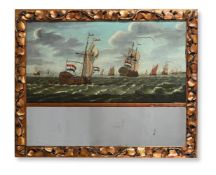 A GILTWOOD FRAMED TRUMEAU MIRROR, IN 18TH CENTURY STYLE