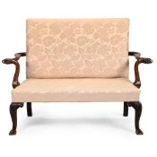 A GEORGE II WALNUT TWO SEAT SETTEE, CIRCA 1750