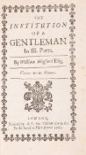 θ Woman printer.- Higford (William) The Institution of a Gentleman, first edition under this …