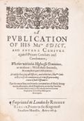 θ Duelling.- James I (King of England) A Publication of His Ma'ties Edict, and Severe Censure …