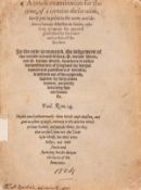 θ Puritanism.- Vestments controversy.- Briefe Examination for the Tyme (A), of a certaine …