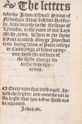 θ Lutheranism.- Joye (George) The Letters whyche Johan Ashwell Priour of Newnham Abbey besydes …