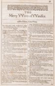θ Shakespeare (William) The Merry Wives of Windsor, from the Second Folio, [Printed by Thomas …