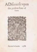 θ France.- [ Hurault (Michel)] A Discourse upon the present state of France, first edition in …