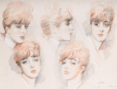 PAUL CÉSAR HELLEU (FRENCH 1859-1927), ÉTUDE DE CINQ TÊTES