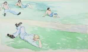 λ PATRICK PROCKTOR (BRITISH 1936-2003), FIGURES RECLINING ON THE GRASS