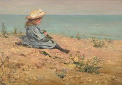 GEORGE CARLINE (BRITISH 1855-1920), HILDA ON THE BEACH