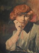 HILDA CARLINE (BRITISH 1889-1950), SELF-PORTRAIT WITH RED HAIR