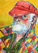 λ SVEN BERLIN (BRITISH 1911-1999), SELF-PORTRAIT IN RED CAP