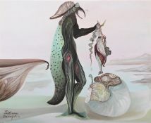 JULIANA SERAPHIM (PALESTINIAN 1934-2005), L'INSOLITE RENCONTRE (THE UNUSUAL MEETING)