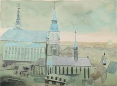 λ PATRICK PROCKTOR (BRITISH 1936-2003), VIEW OF A CHURCH