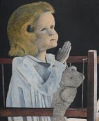λ JAMES LLOYD (BRITISH 1905-1974), GIRL AT PRAYER WITH TEDDY