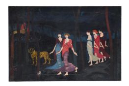 CONTINENTAL SCHOOL (20TH CENTURY), MAIDENS AND TIGERS IN THE FOREST