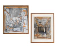 BRITISH SCHOOL (20TH/21ST CENTURY), VIEW OF AN INTERIOR, PAIR OF WORKS