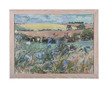 λ DAVID ROLT (BRITISH 1916-1985), LANDSCAPE WITH FLOWERS