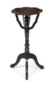 A CHINESE EXPORT BLACK LACQUER AND PARCEL GILT KETTLE STAND OR WINE TABLE, MID 19TH CENTURY