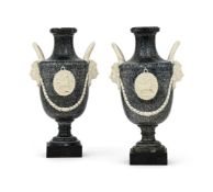 A PAIR OF CREAMWARE PORPHYRY VASES, POSSIBLY HUMPHREY PALMER, CIRCA 1770
