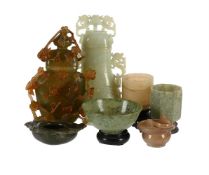 A COLLECTION OF VARIOUS CHINESE CARVED JADE ITEMS, 20TH CENTURY