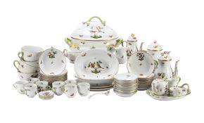 A HEREND PORCELAIN 'ROTHSCHILD BIRDS' PART DINNER SERVICE, 20TH CENTURY