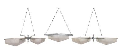 A SINGLE CENTRAL AND A PAIR OF SIDE WALL LIGHTS, ART DECO, CIRCA 1920
