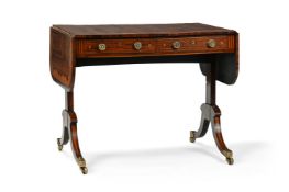Y A ROSEWOOD AND SATINWOOD SOFA TABLE, SECOND HALF 19TH CENTURY