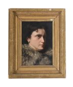 FRENCH SCHOOL (19TH CENTURY), PORTRAIT OF A WOMAN WITH A FUR SHAWL, HEAD STUDY