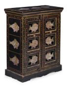 A PARCEL GILT AND POLYCHROME PAINTED SIDE CABINET, INDIAN, POSSIBLY KASHMIR, 20TH CENTURY