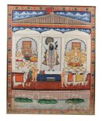 AN INDIAN PAINTED HANGING (PICHHAVAI), (20TH/21ST CENTURY), NATHDWARA, RAJASTHAN