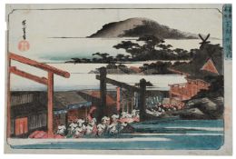 Utagawa Hiroshige (1797-1858), Two woodblock prints from the series Famous Places